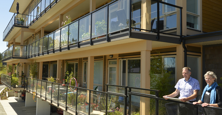 Harbourside balconies in summer